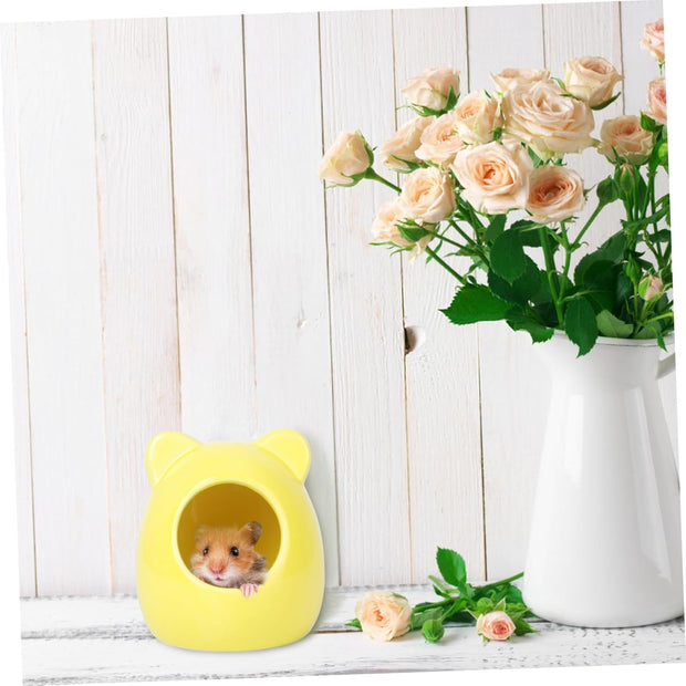 Small Cage Hamster Hideout Ceramic Nest Pet Nest Hamster House Heat-Resistant Design Random