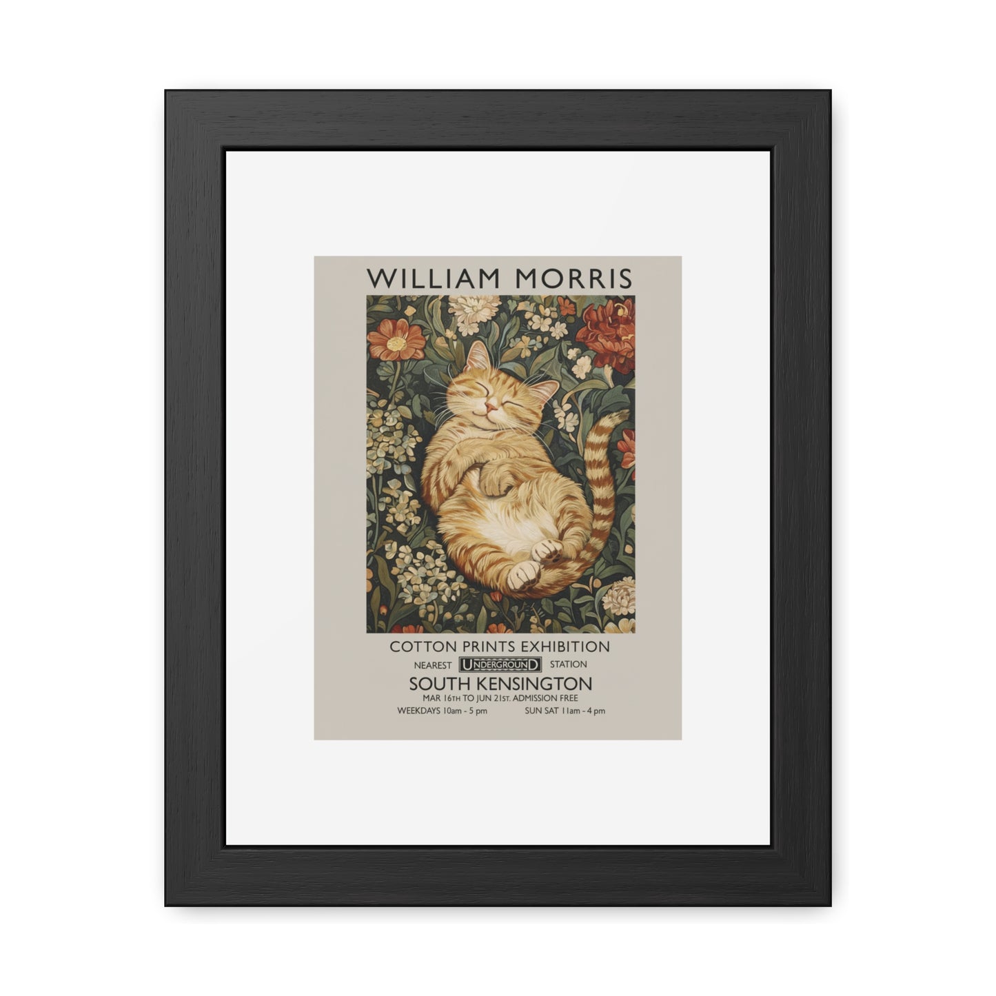 Sleeping Cat William Morris Poster | Framed Poster - householdessential