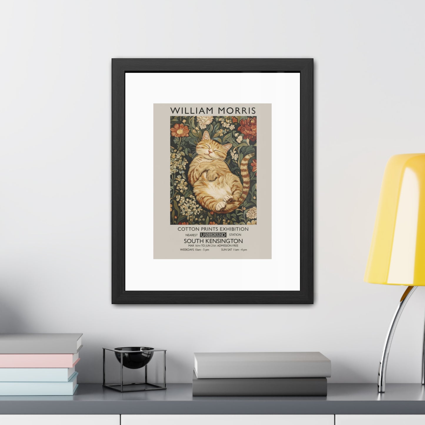 Sleeping Cat William Morris Poster | Framed Poster - householdessential