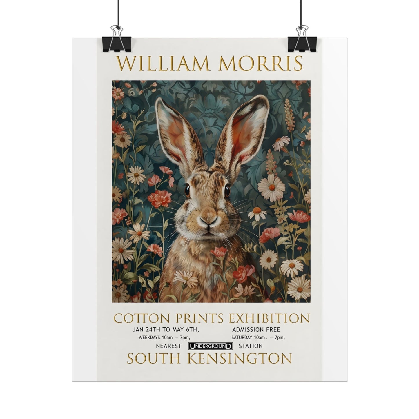 William Morris Hare Illustration Rolled Poster | Botanical Floral Art Print - householdessential