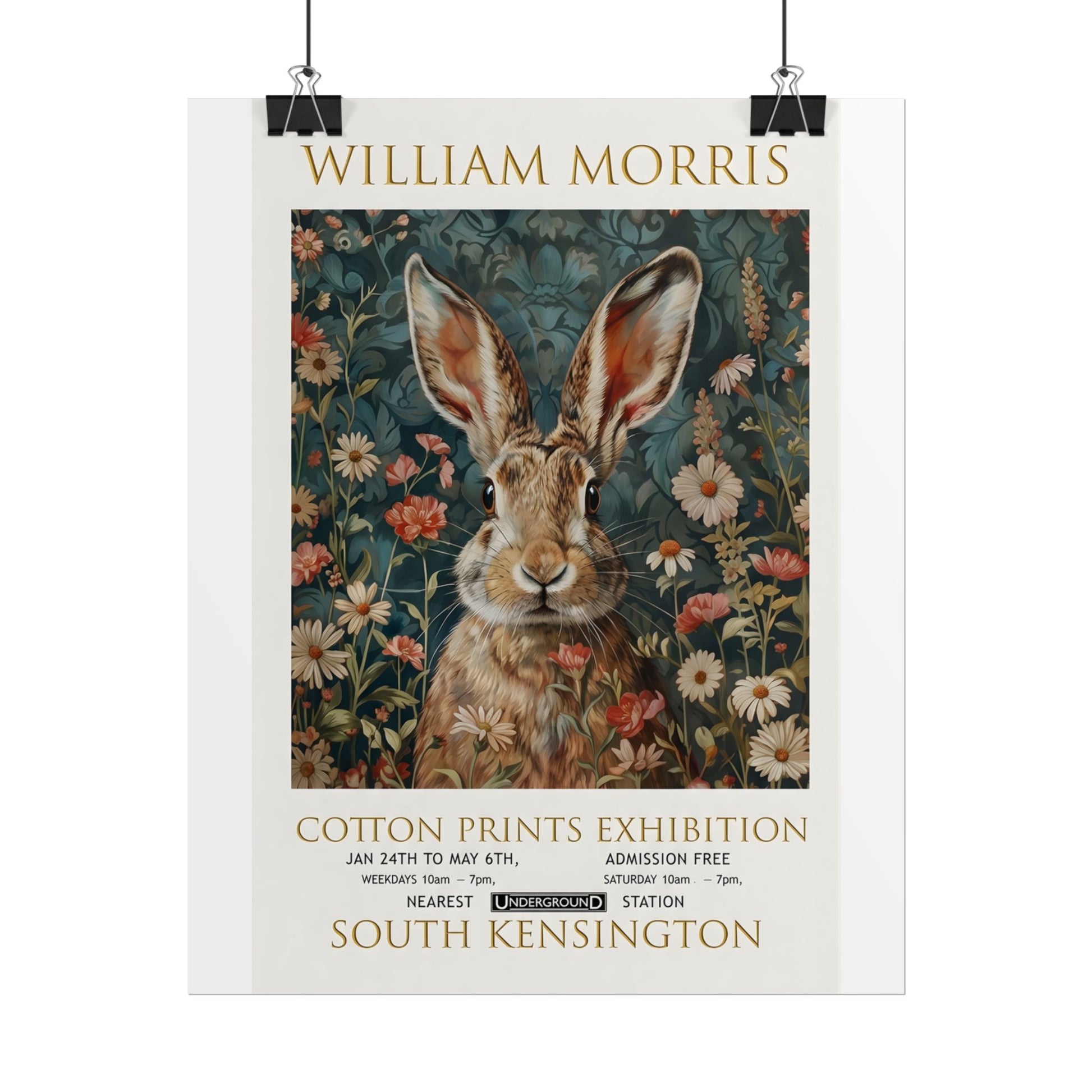William Morris Hare Illustration Rolled Poster | Botanical Floral Art Print - householdessential