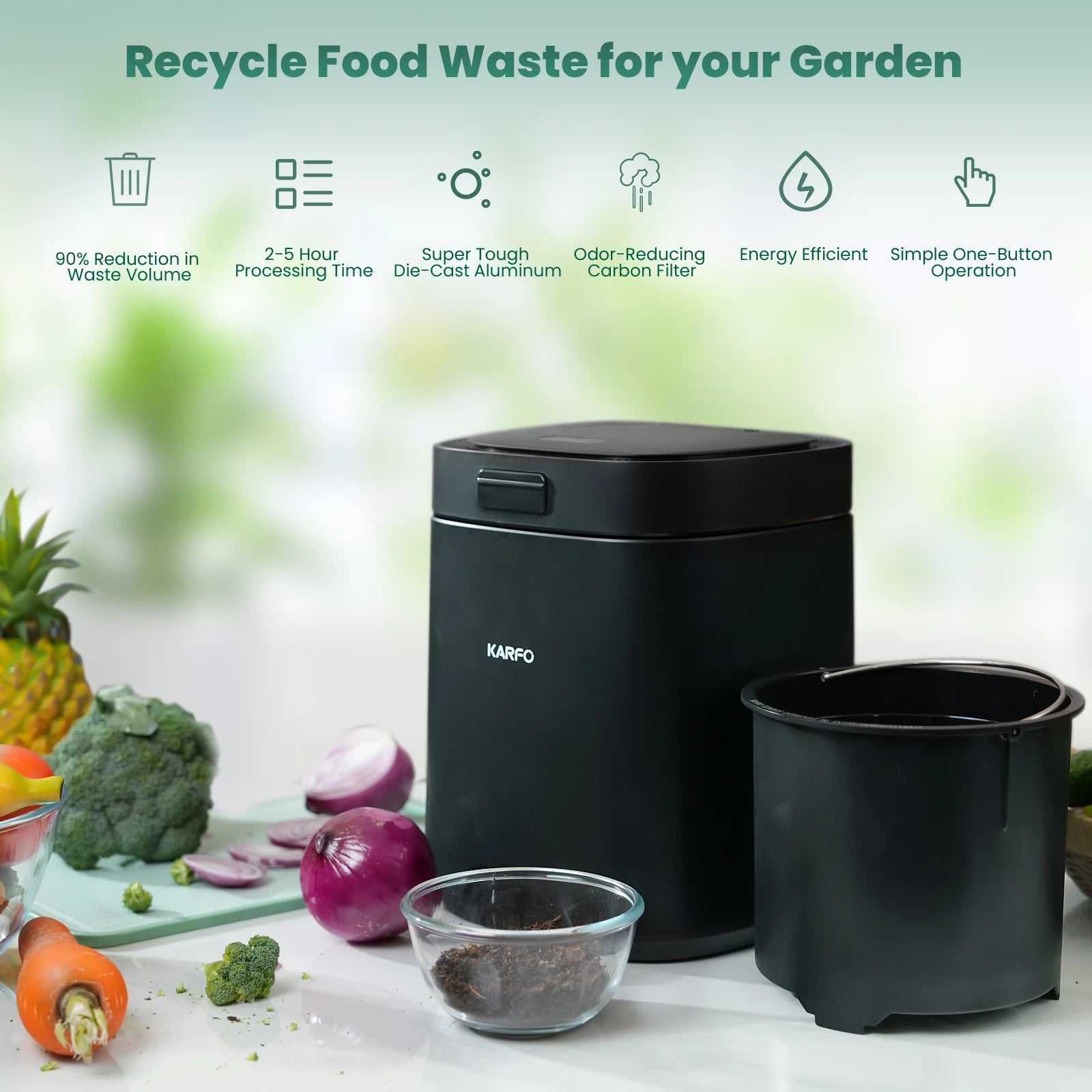 Ecostar S1 Smart Kitchen Waste Composter - Eco-Friendly Electric Bin - householdessential