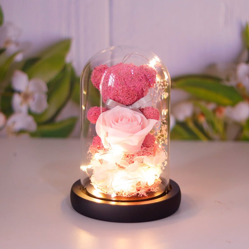 Eternal Rose Valentine's Day Gift Box with Teddy Bear - Preserved Forever - householdessential