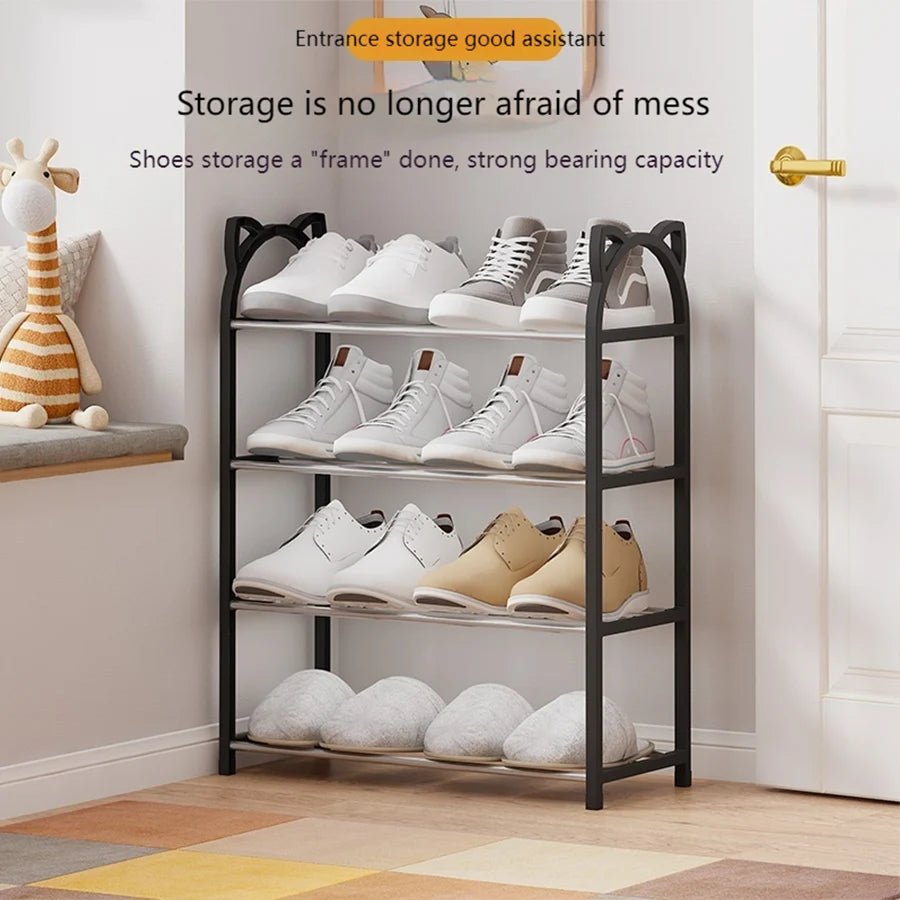4-Layer Household Storage Rack Shoe Cabinet Simple Shoe Rack with Galvanized Tube - householdessential