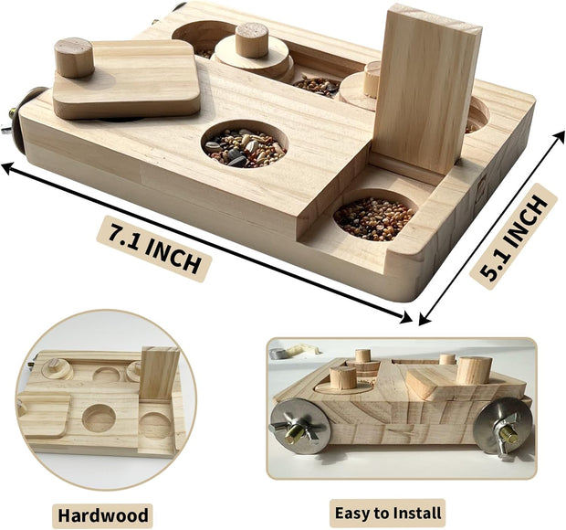 Wooden Bird Foraging Feeder Toys, Training Intelligence Toys Reducing Boredom for Parrots Parakeet, Cockatiel, Sun Conures, Caique, Cockatoo, African Grey, Macaws