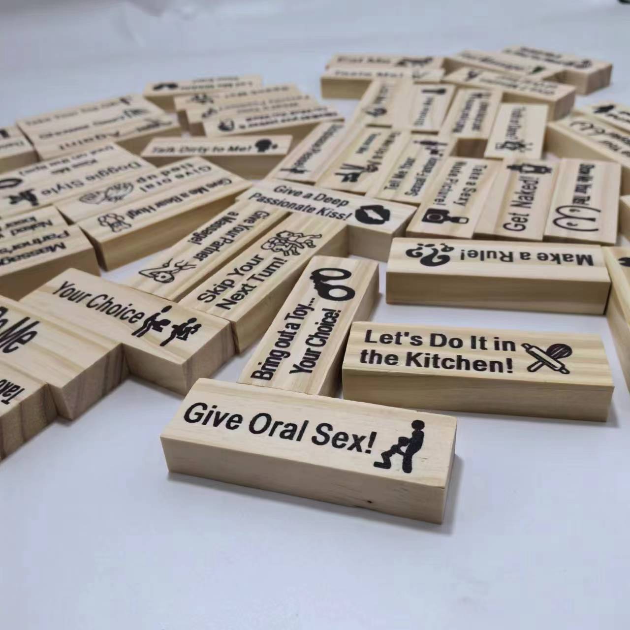 Romantic Couples Stacking Game Night Fun Valentines Intimacy Jenga Block Tower Set - householdessential