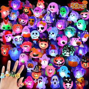 Halloween LED Light up Rings Dreamy 3D Flashing Glow Rings Non Candy Trick or Treat Halloween Gift Party Favor for Kids and Adults 50PCS Costume Ideas DIY Halloween 2025 New