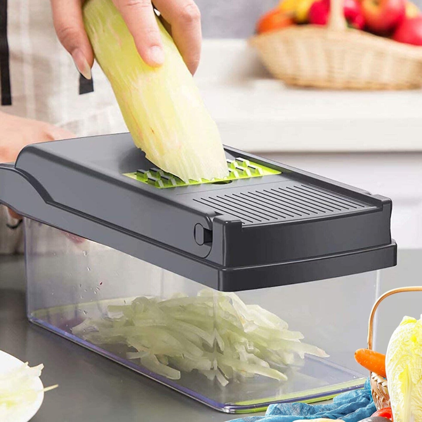 16 In 1 Vegetable Chopper, Salad Fruit Vegetable Food Chopper Slicer Peeler - householdessential