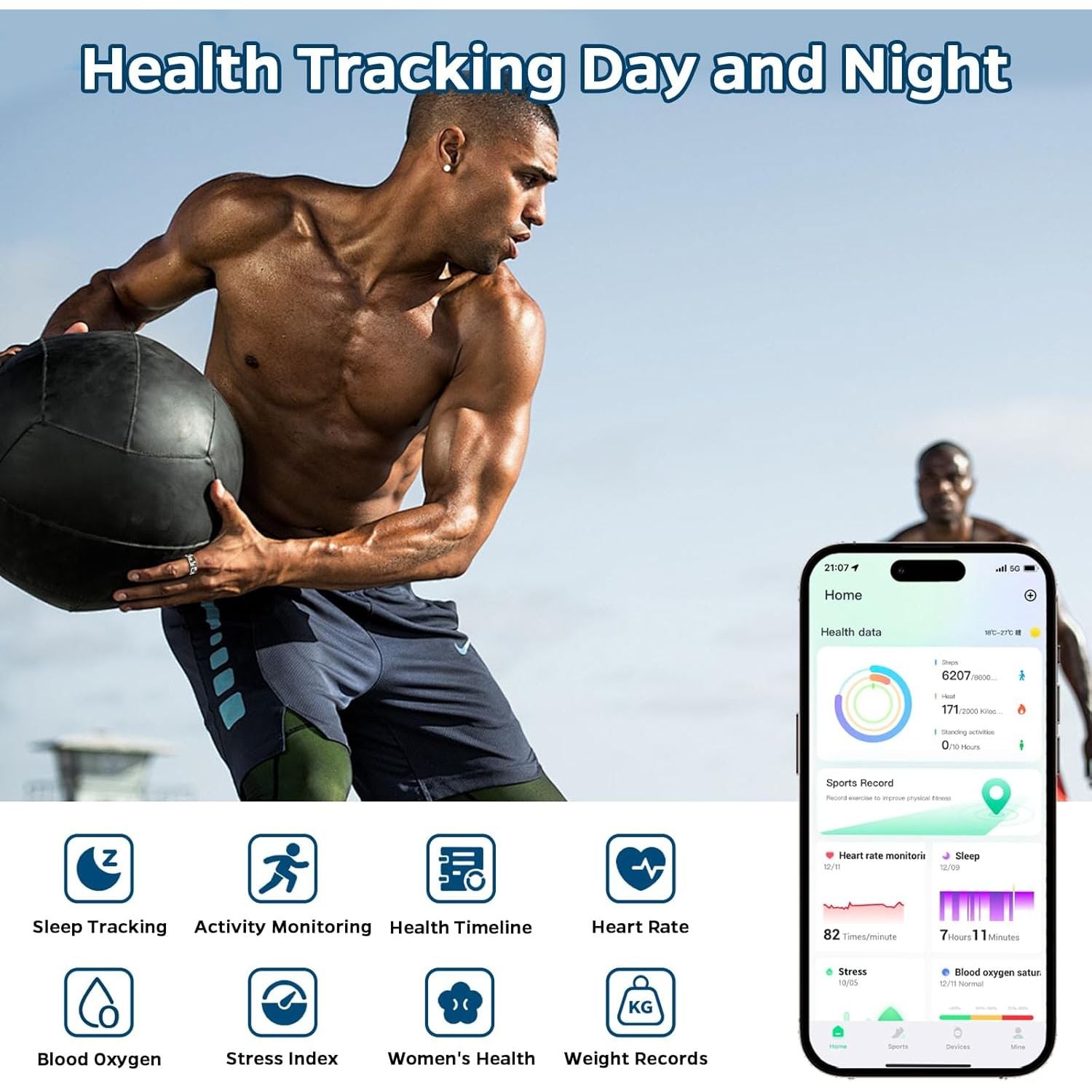 Waterproof Fitness Ring, Smart Ring Health Monitor with Heart Rate Tracker - householdessential