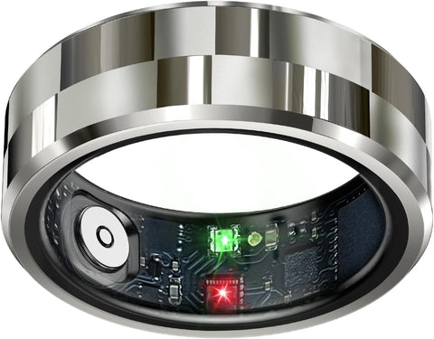 Smart Ring Health Tracker, Sleep Tracker Ring with Heart Rate, Waterproof Fitness Ring for Activity Monitoring/Steps/Distance/Calories,Air Gestures,Up to 7Day Battery,For Ios Android(Stylish Silver#8)