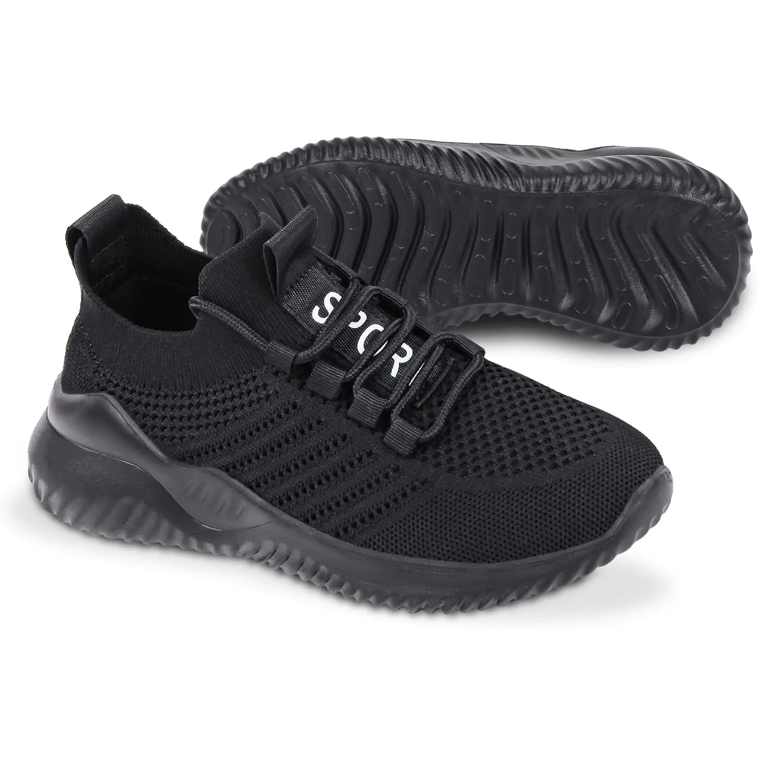JIAFO Tennis Shoes for Women Black Non Slip Shoes for Women Womens Walking Shoes Sneakers Athletic Running Lightweight Breathable Mesh Knit(All - Black Size 6) - householdessential