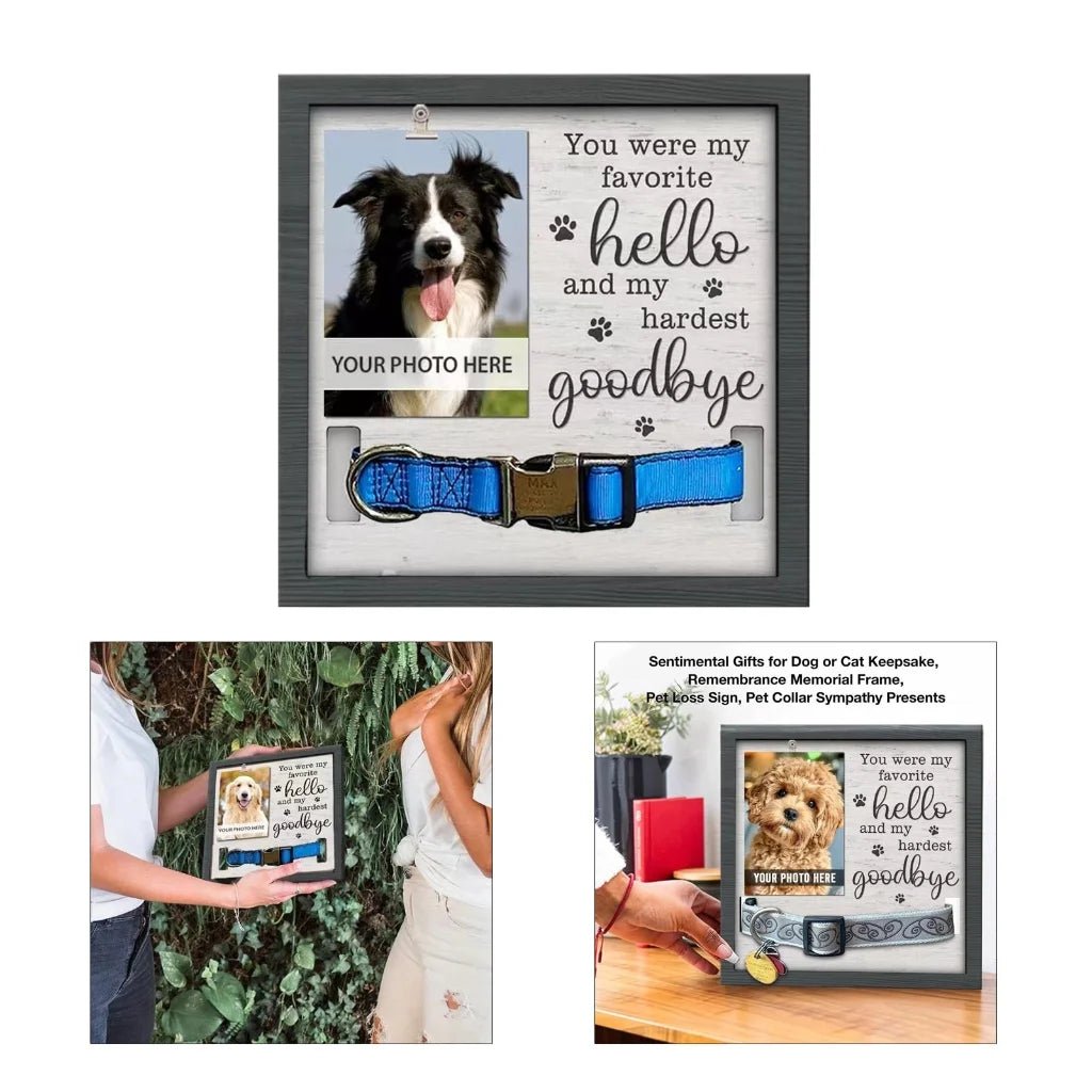 Pet Picture Frame Memorials Dog Collar Frame Remembrance Sympathy Gift for Loss - householdessential