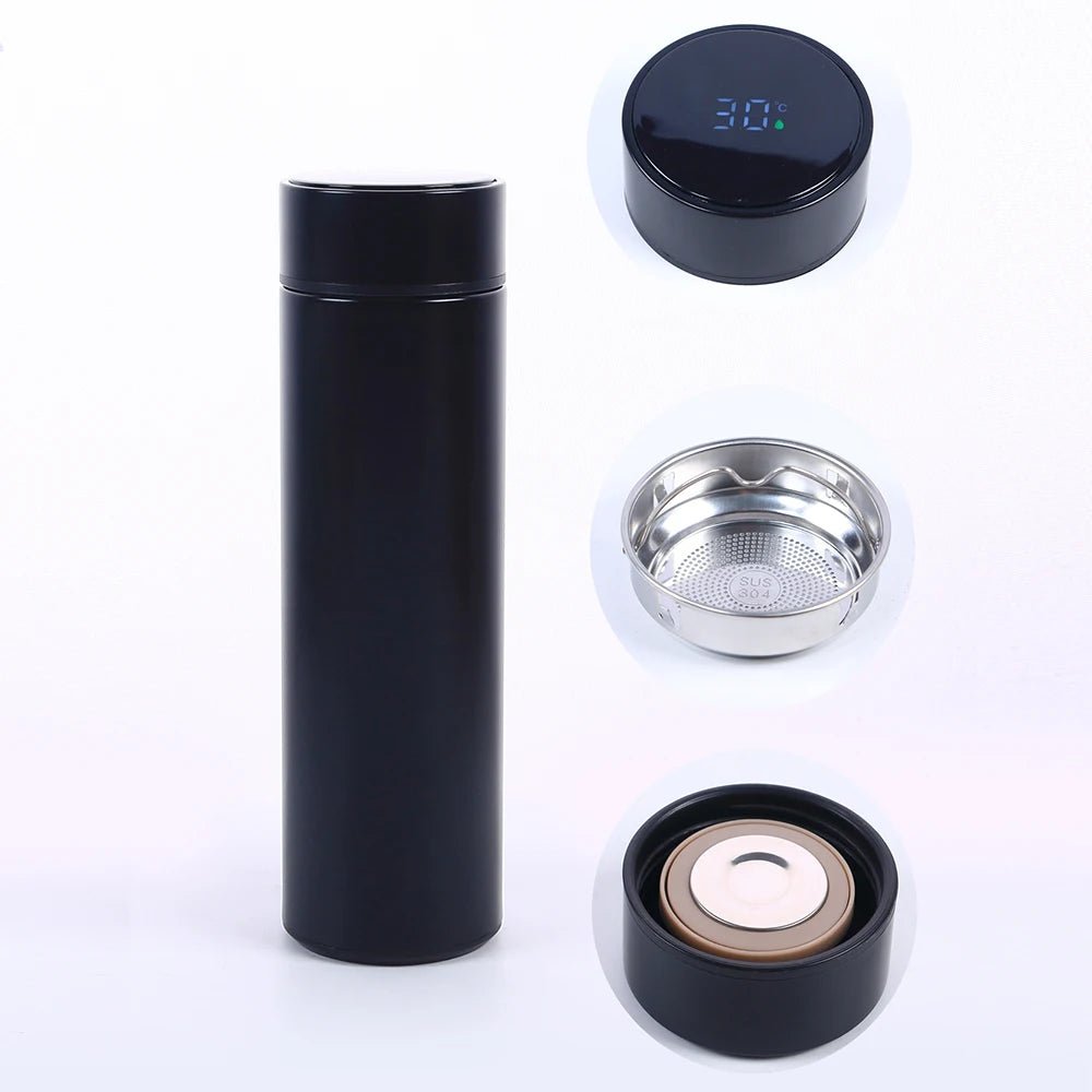 500ML LED Temperature Display Smart Water Bottle Stainless Steel Flask - householdessential