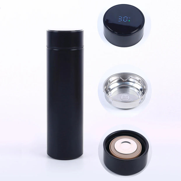 Smart Water Bottle with LED Temperature Display 500ML Stainless Steel Insulated Water Flask Tea Infuser Bottle