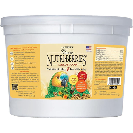 Nutri-Berries Non-GMO Parrot Food, Human-Grade & Nutritionally Complete Diet, 3.25 lb - householdessential