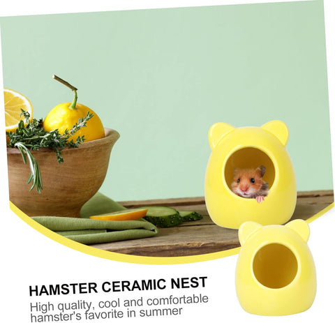 Small Cage Hamster Hideout Ceramic Nest Pet Nest Hamster House Heat-Resistant Design Random