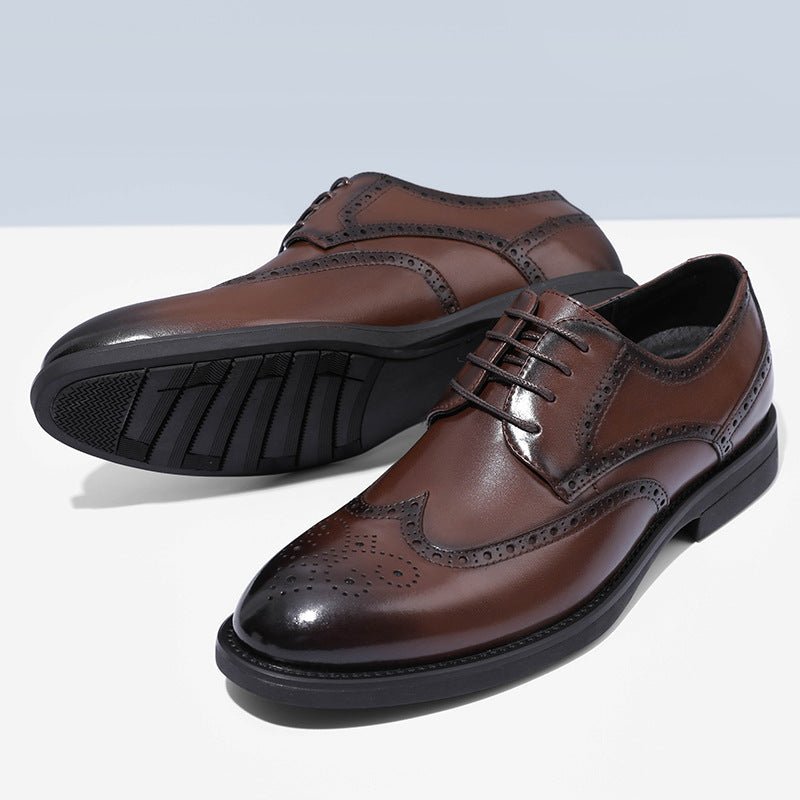 Fashion New Brogue Leather Shoes Men - householdessential