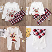 Family Matching Christmas Pajamas Sets Mother and Kids Pyjamas Deer Print Tops+Pants Xmas Sleepwear Baby Romper Pet Dog Clothes
