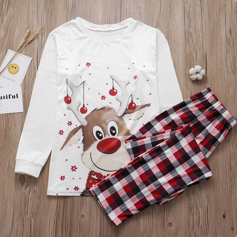 Family Matching Christmas Pajamas Sets Mother and Kids Pyjamas Deer Print Tops+Pants Xmas Sleepwear Baby Romper Pet Dog Clothes