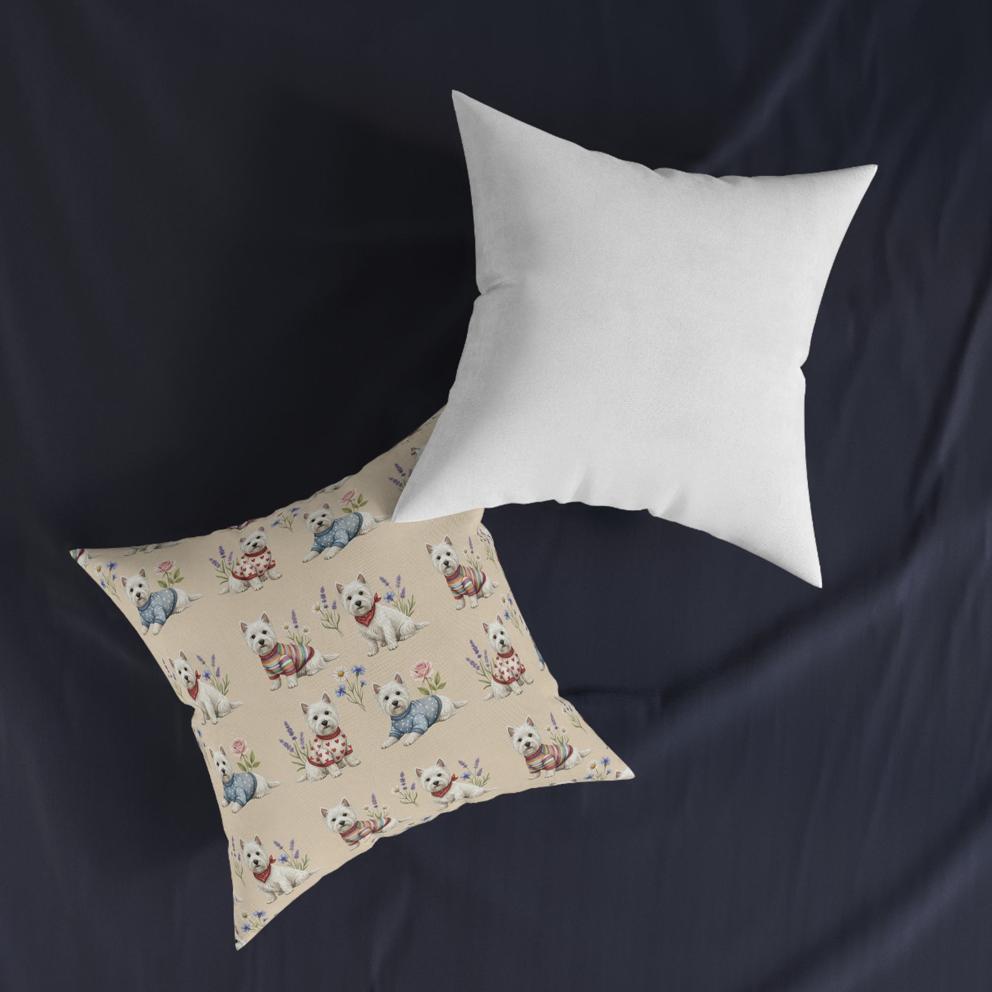 Westie Pattern Square Pillow — Cute West Highland Terrier Throw Pillow for Dog Lovers - householdessential