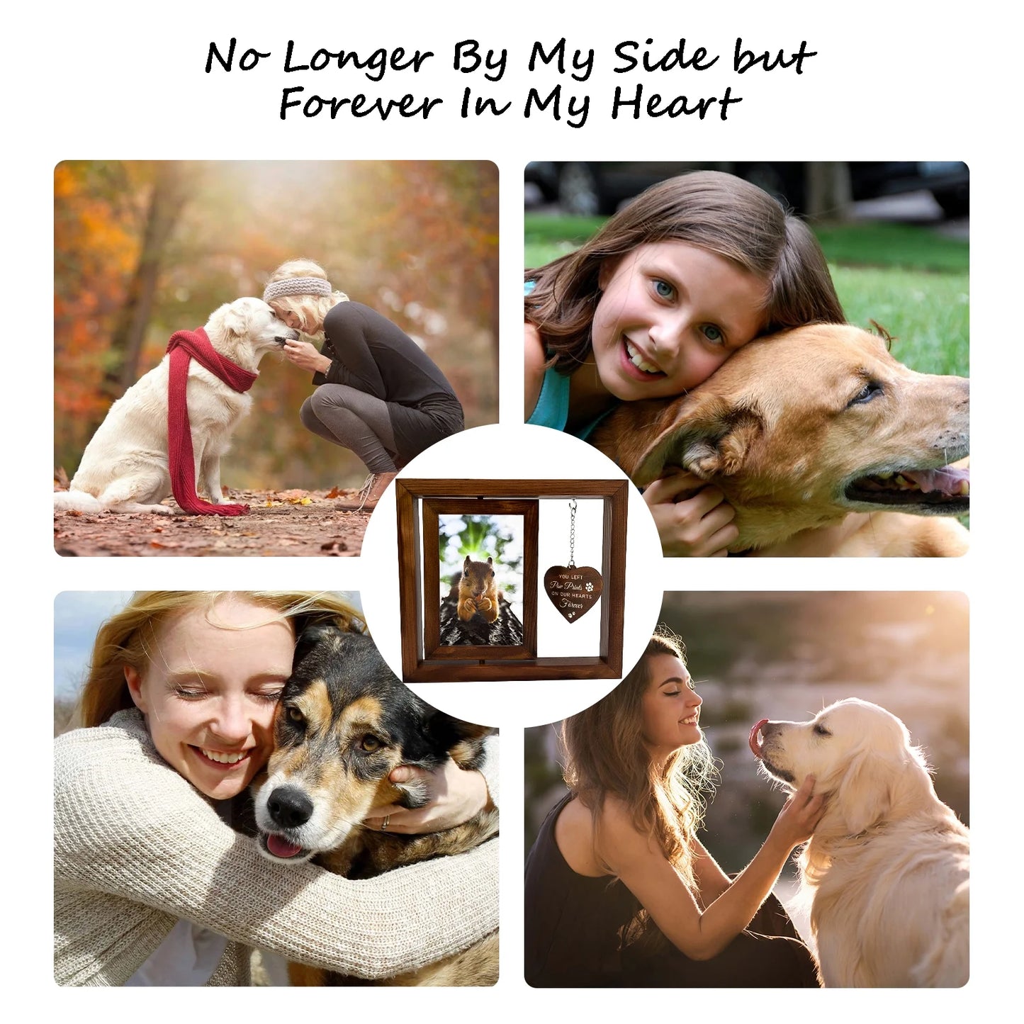 Pet Sympathy Gift, 360° Wooden Dog Memorial Frame for 4X6 Photo - householdessential