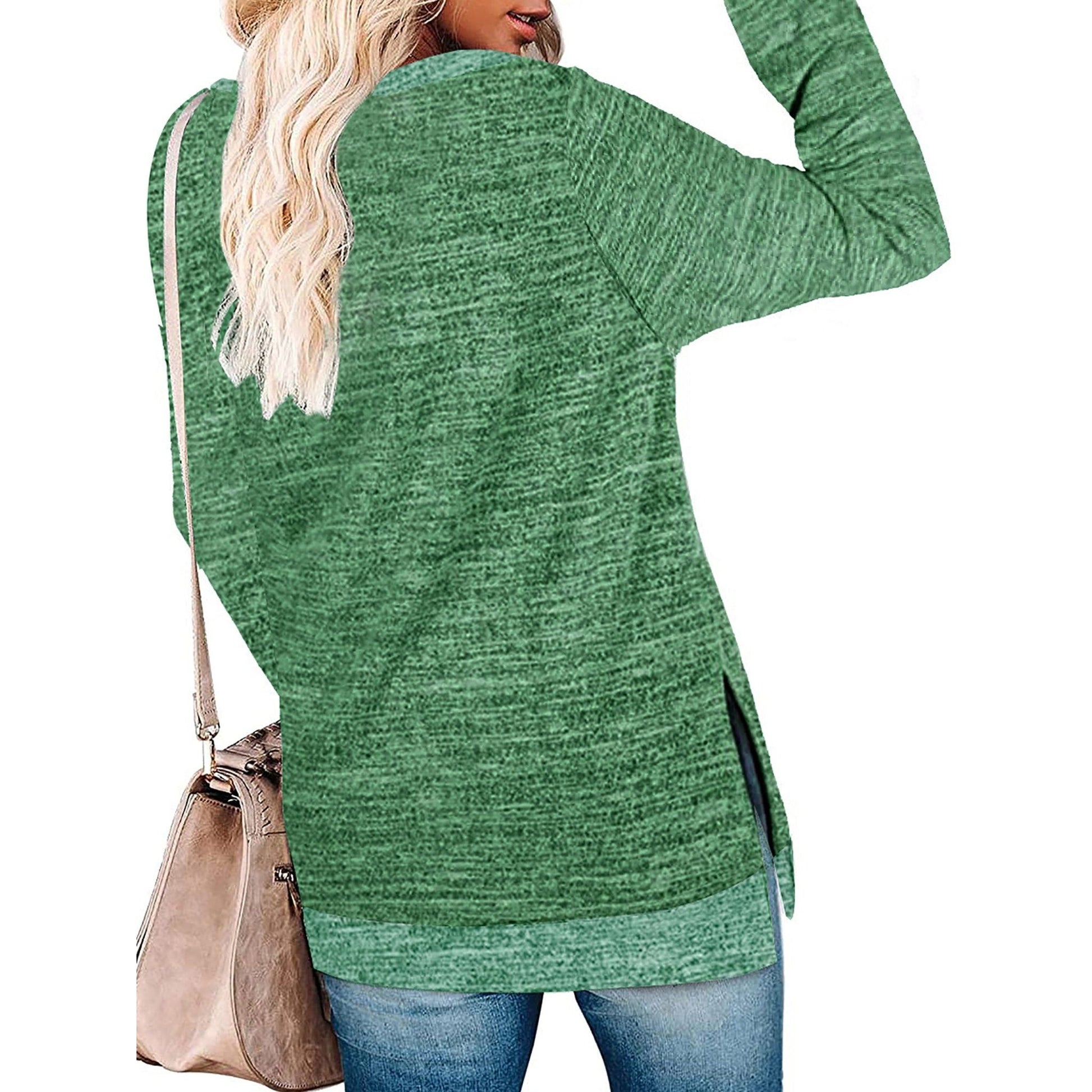 Women's Color Block Tunic Top Long Sleeve Blouse Casual Fall Fashion Loose Fit Pullover - householdessential