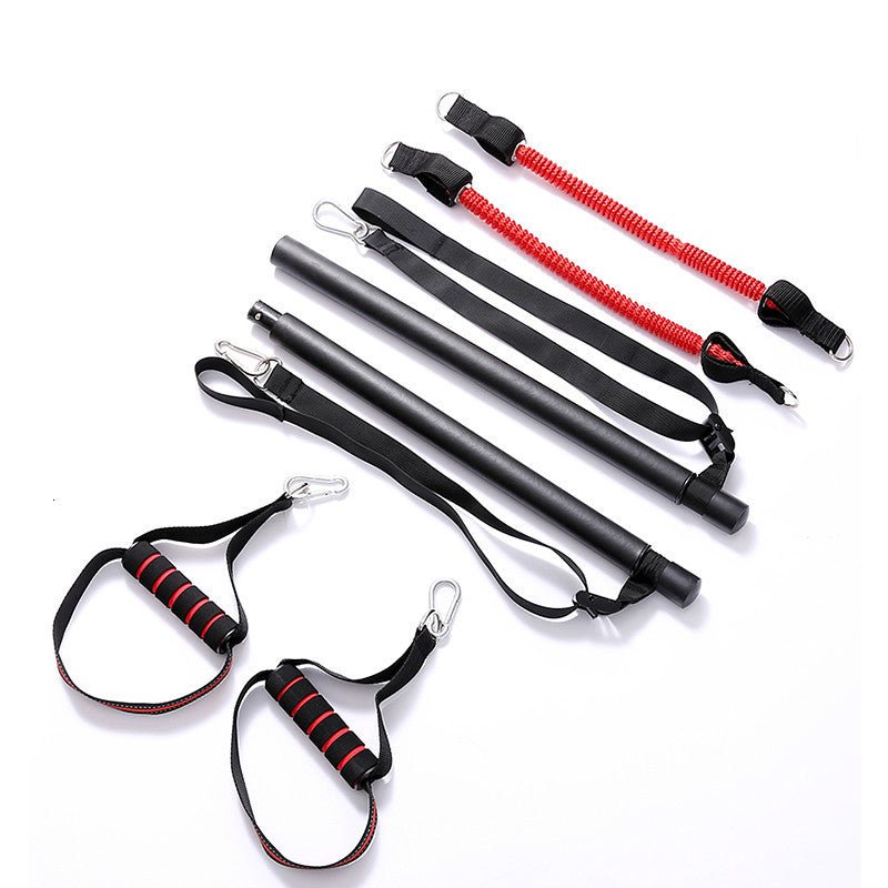 Body Workout Trainer Bar with Resistance Bands Rubber Buckles - householdessential