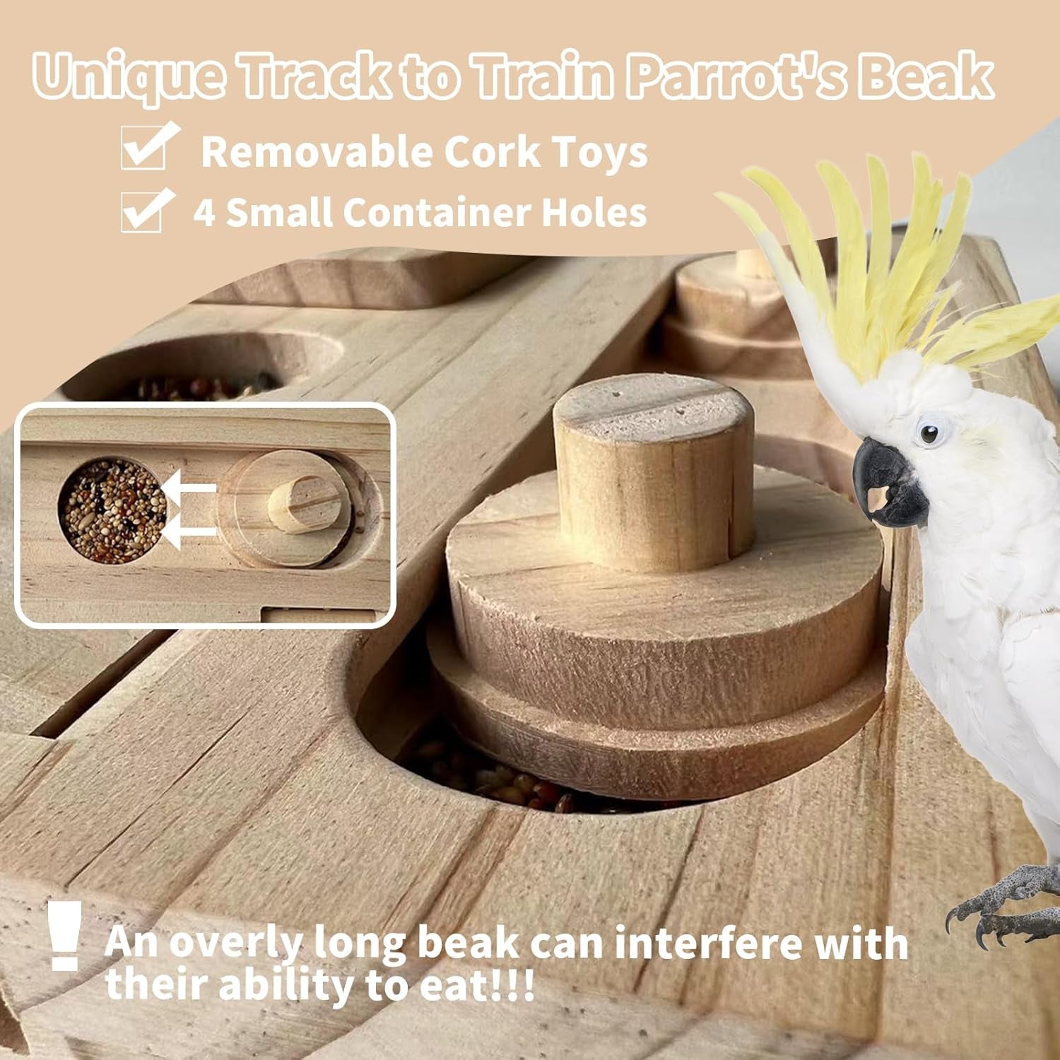 Wooden Parrot Foraging Feeder & Training Toys for Interactive Bird Fun - householdessential