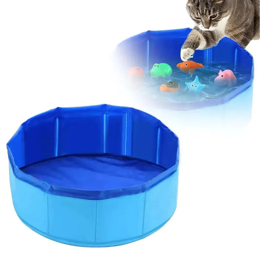 Foldable Pet Pool with Vinyl Toys - householdessential