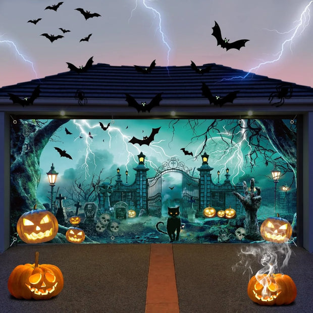 Garage Friends Halloween 2024 New Halloween Garage Door Cover Garage Door Halloween for Halloween Party Indoor Outdoor DIY Home Window Door Halloween Decorations