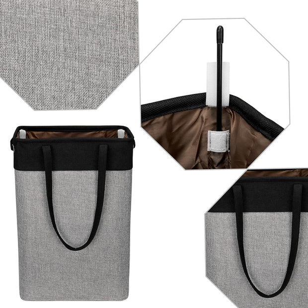 Collapsible Laundry Baskets Double Laundry Hampers Large Foldable Laundry Basket Organizer with Straps Black Gray Cloth Laundry Hamper Patchcwork Laundry Sorter Dirty Clothes Basket, QY-SC23-2