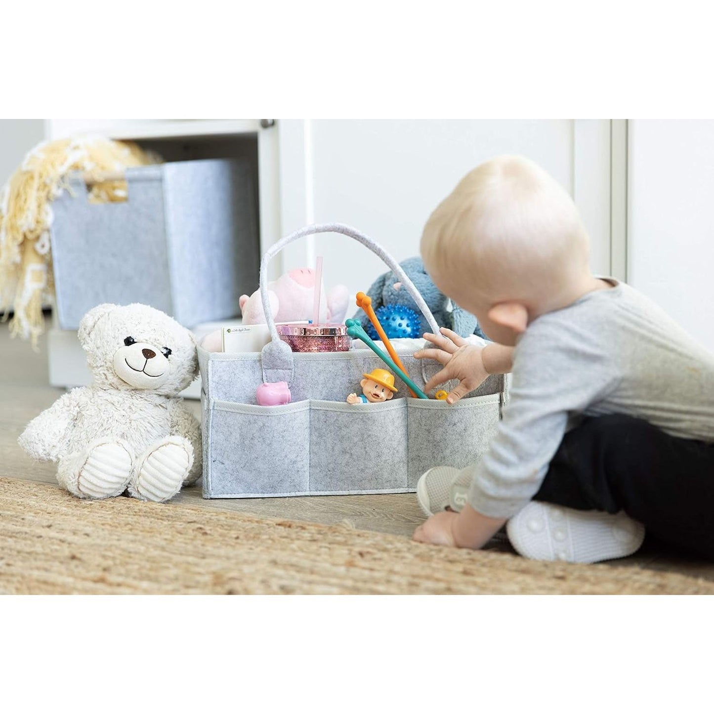 Portable Diaper Caddy Organizer - Nursery Essential for Changing Table - Top Baby Shower Gift - householdessential