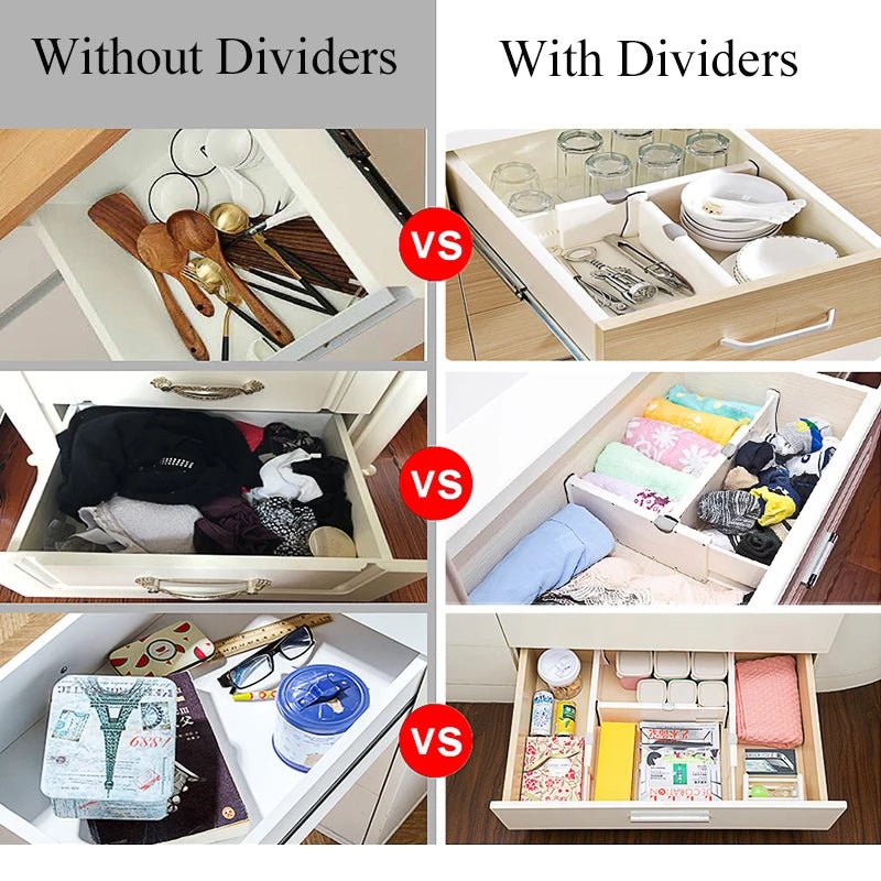 Expandable Plastic Storage Dividers Kitchen Drawer Organizers - householdessential