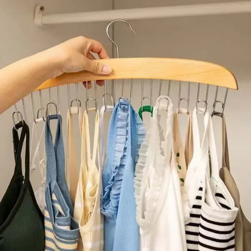 Wooden Bra Hangers Set with Multiple Hooks for Closet Accessories Organizer - householdessential