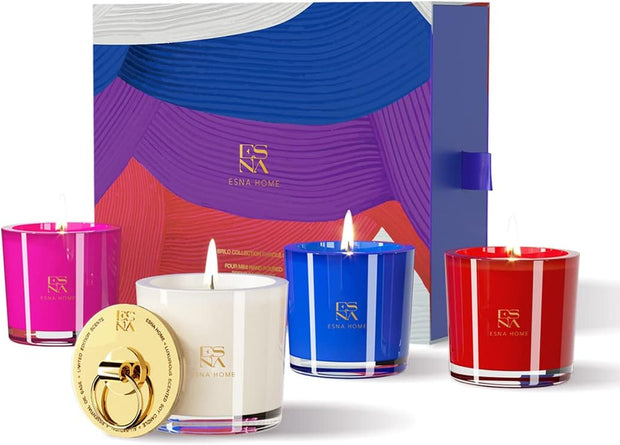 Aromatherapy Scented Votive Candles Gift Set | 4 Natural Soy Candles Gifts for Women | Lavender Essential Oils Stress Relief | Luxury Candles with Gift Box