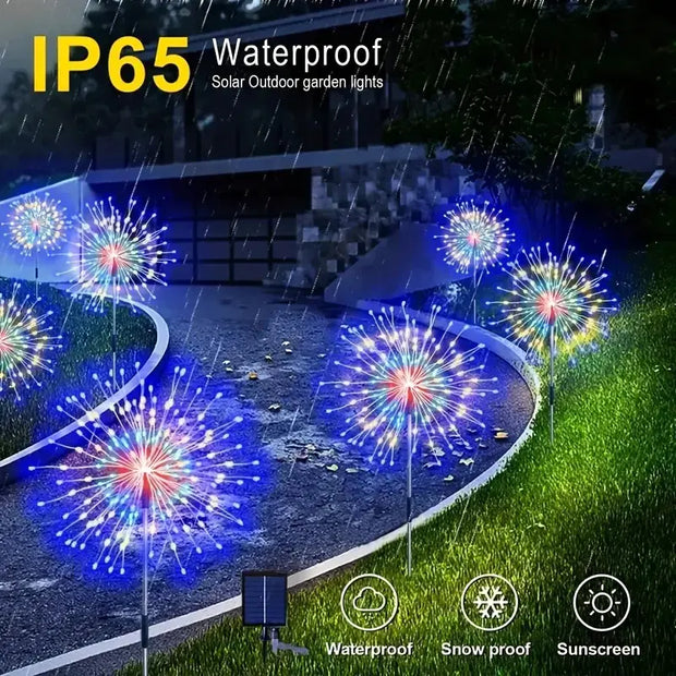 LED Solar Ground Fireworks Lanterns with Colorful Lights