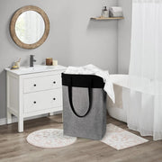 Collapsible Laundry Baskets Double Laundry Hampers Large Foldable Laundry Basket Organizer with Straps Black Gray Cloth Laundry Hamper Patchcwork Laundry Sorter Dirty Clothes Basket, QY-SC23-2