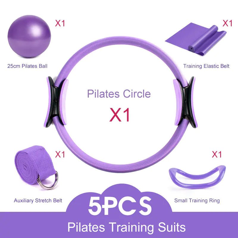 Pilates Roller Set with Stretch Strap and Yoga Ring - householdessential