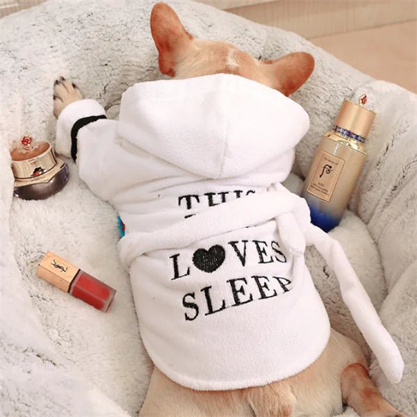 Hooded Pajamas Dog Bathrobe - White Dog Clothing - householdessential