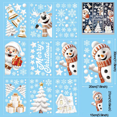 9Pcs/Set Christmas Window Stickers Xmas Tree House Snowflake Glass Decal Merry Christmas Decoration Home Navidad 2025 Gifts Noel