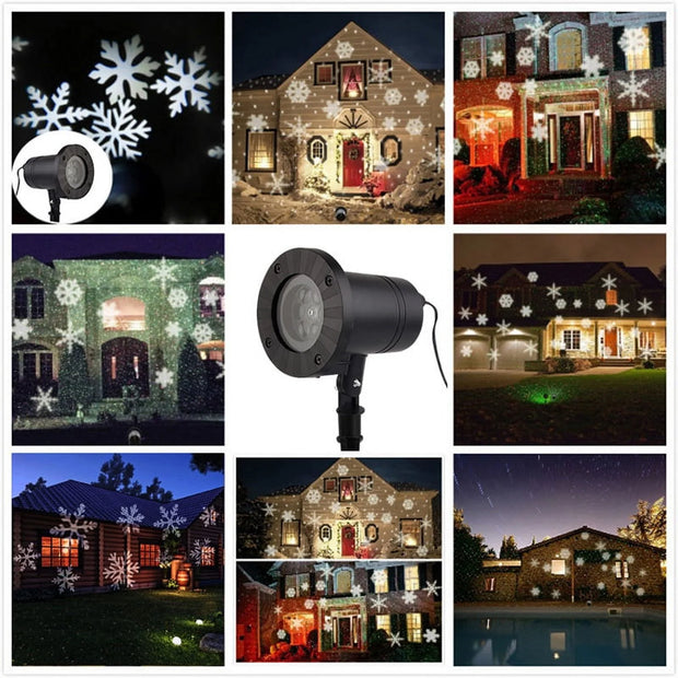Christmas Snowflake Projector Lights, Waterproof White Snowfall Lights for Christmas Halloween New Year Wedding Party Holiday Decorative Lighting Projectors