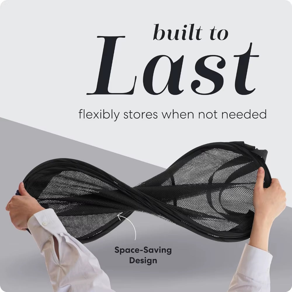 Collapsible Mesh Laundry Basket with Side Pocket - Breathable Clothes Storage Organizer - householdessential