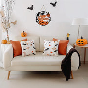 Halloween Wreath Happy Halloween Door Sign Halloween Door Decorations Scary Halloween Pumpkin Black Cat Wall Decor Wooden Halloween Door Hanger for Front Door Porch Office Halloween Indoor Home Decor