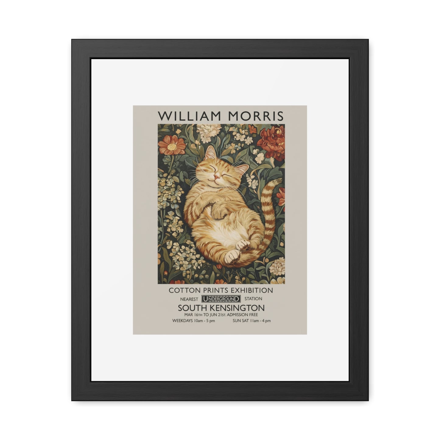 Sleeping Cat William Morris Poster | Framed Poster - householdessential