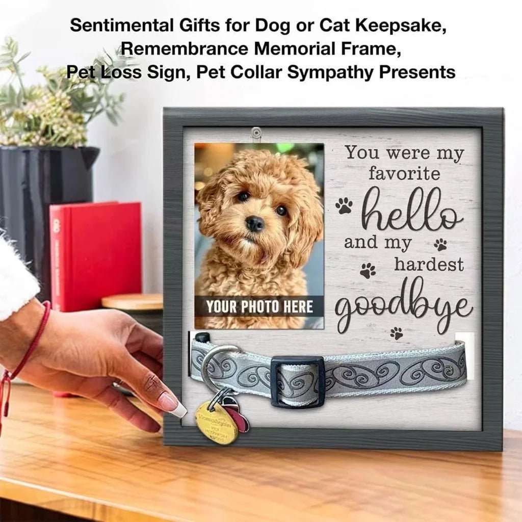 Pet Picture Frame Memorials Dog Collar Frame Remembrance Sympathy Gift for Loss - householdessential