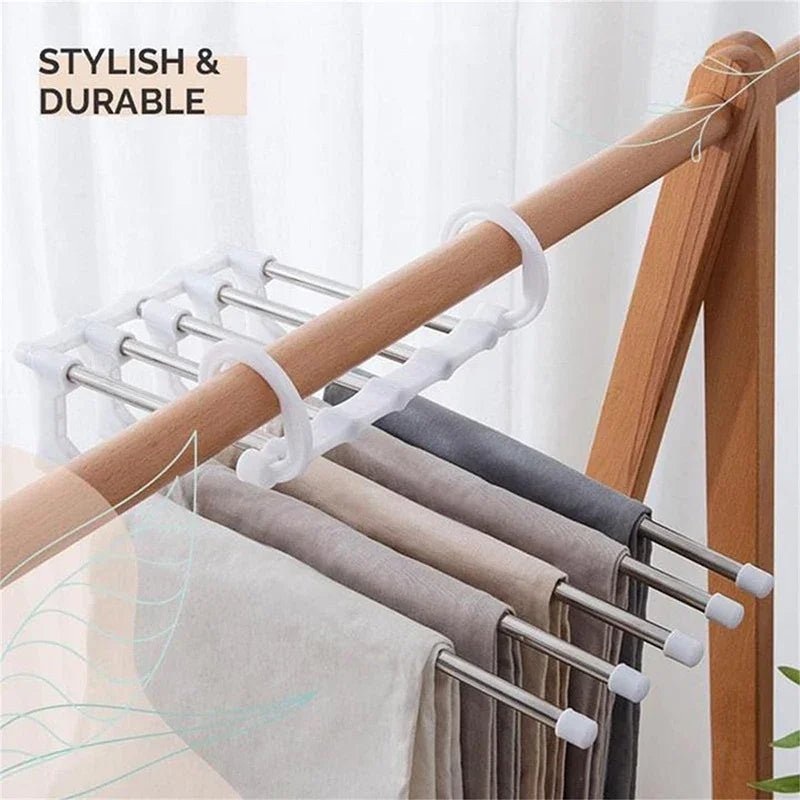 Space Saving Hanger: 5-in-1 Closet Organizer for Pants - Ultimate Pants Storage Solution - householdessential