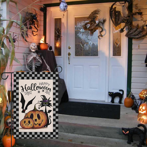 Halloween Garden Flag 12X18 Double Sided Mini Halloween Flag, Burlap Vertical Small Halloween Yard Flag Funny Halloween Pumpkin House Flag, Halloween Decorations Flag for Lawn Farmhouse Outdoor Decor