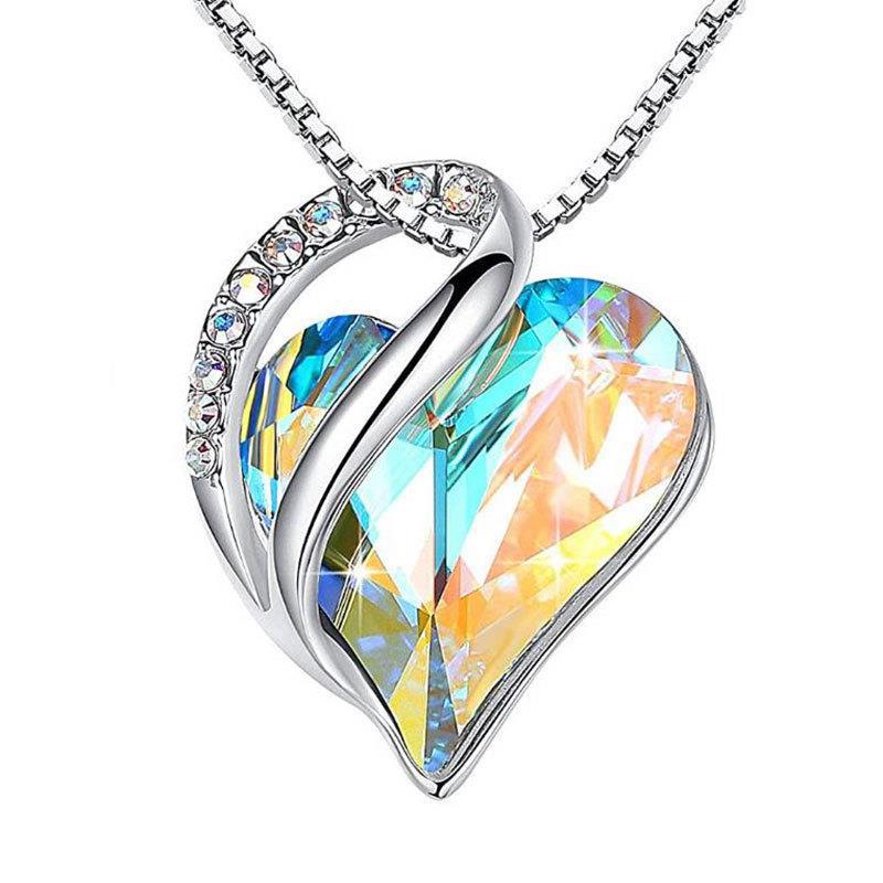 925 Sliver Heart Shaped Geometric Necklace Jewelry Women's Clavicle Chain Valentine's Mothers Day Gift - householdessential