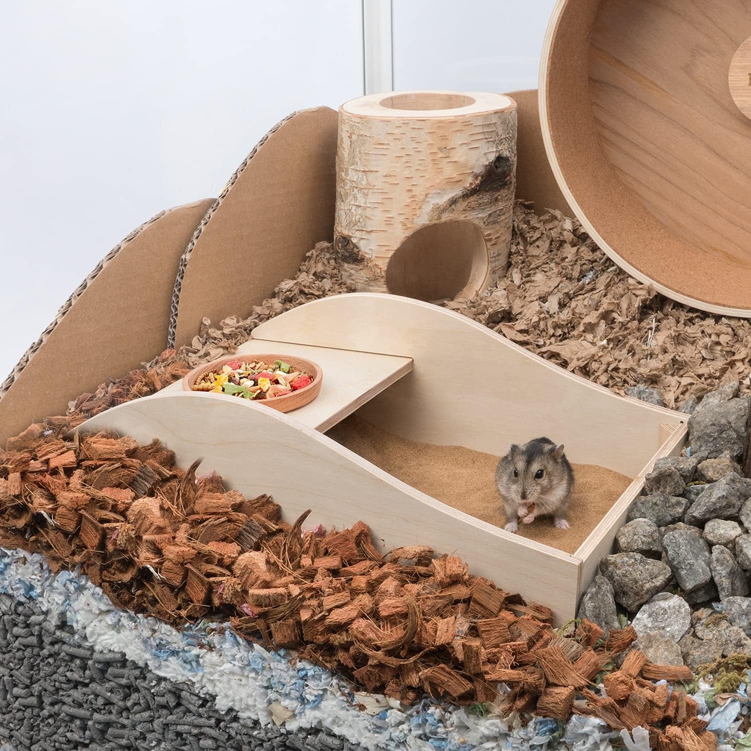 Dust Free Hamster Sand Tub - Wooden Critter Bathtub for Small Animals - householdessential