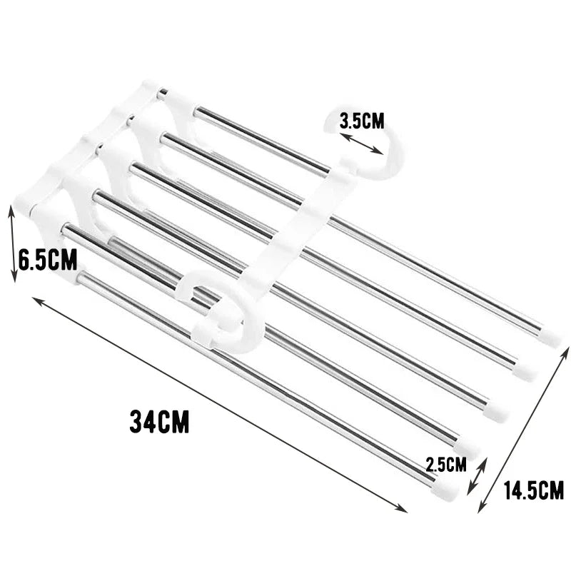 Space Saving Hanger: 5-in-1 Closet Organizer for Pants - Ultimate Pants Storage Solution - householdessential